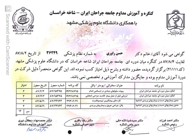 کنگره جامعه جراحان خراسان 1387